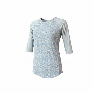 LuLaRoe Randy Light Blue Patterned 3/4 Sleeve Top